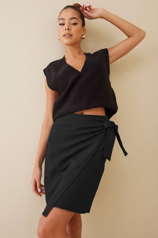 Madmext Madmext Women's Black Basic Tied Fabric Skirt