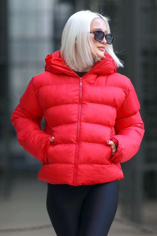 Madmext Madmext Women's Red Hooded Puffer Coat