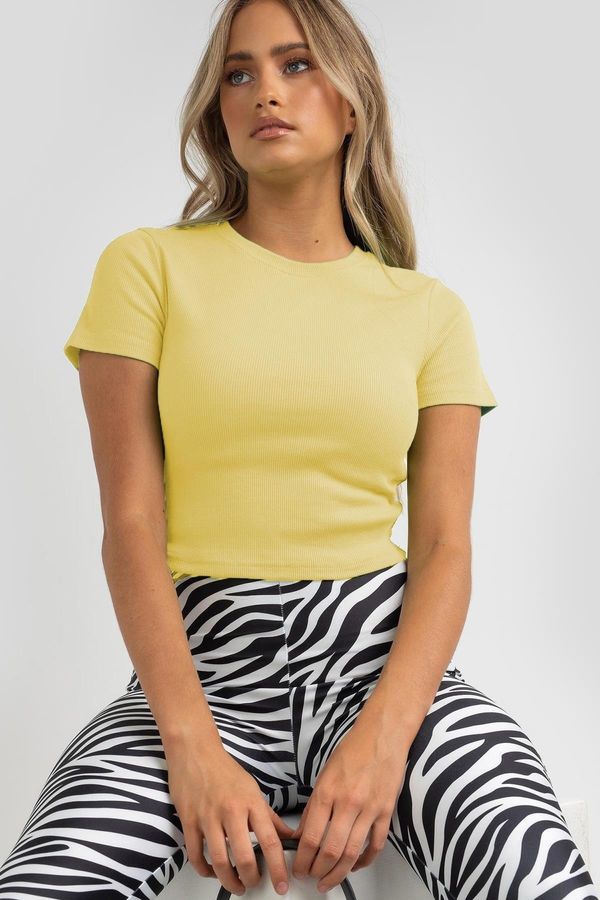 Madmext Madmext Women's Yellow Basic Crop T-Shirt
