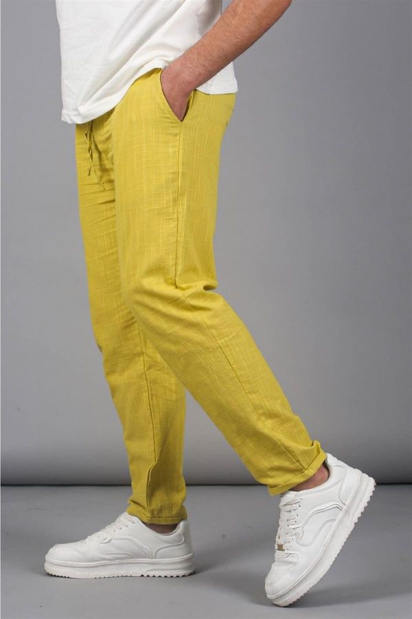 Madmext Madmext Yellow Muslin Men's Basic Trousers 5491