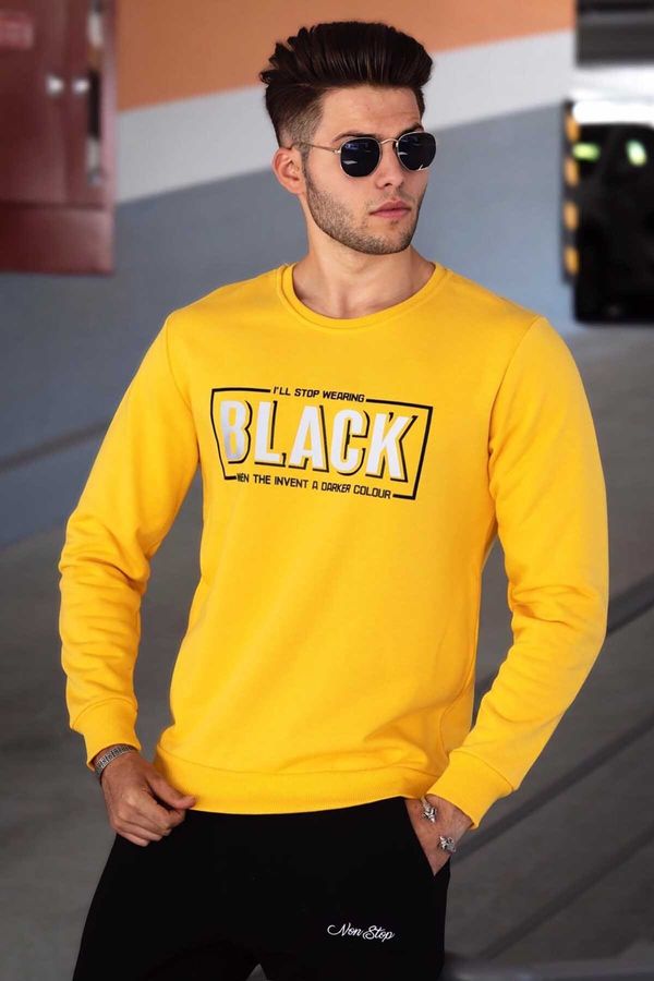 Madmext Madmext Yellow Printed Men's Sweatshirt 4755