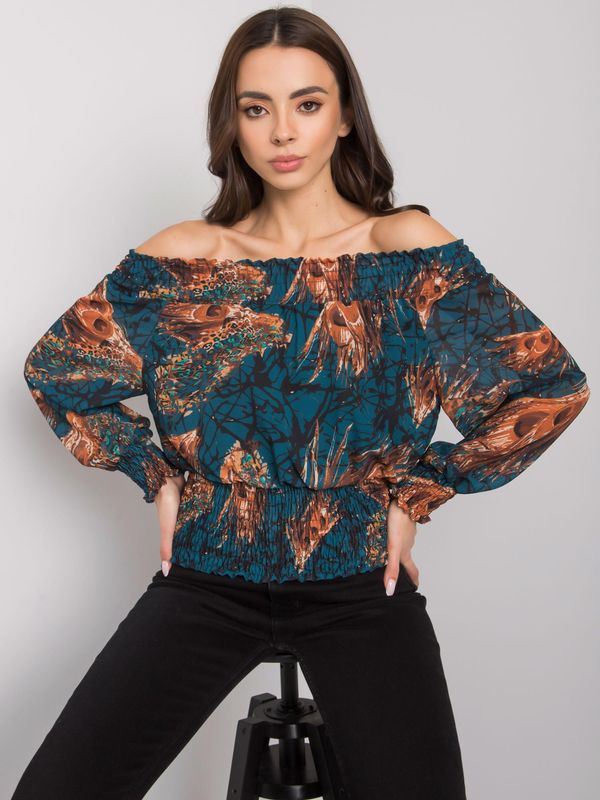 Fashionhunters Marine brown lady's blouse with Nanterre patterns