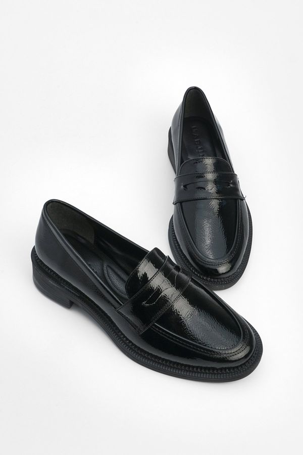 Marjin Marjin Celas Black Patent Leather Women's Loafers Casual Shoes
