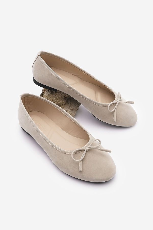 Marjin Marjin Women's Flats Buckled Bow Detail Bevika Beige