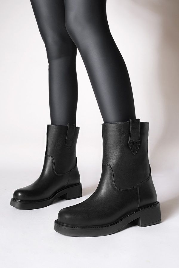 Marjin Marjin Women's Genuine Leather Casual Boots Gater Black