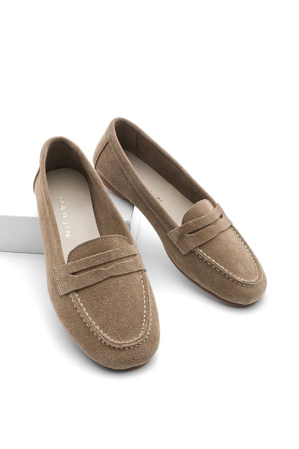 Marjin Marjin Women's Genuine Leather Loafer Casual Shoes Rosme Tan.
