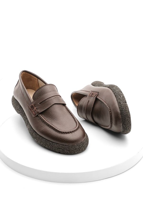 Marjin Marjin Women's Genuine Leather Loafers Casual Shoes Carez Brown