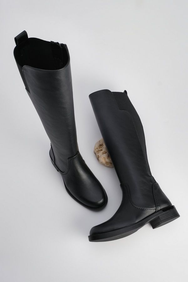 Marjin Marjin Women's Knee High Zipper Daily Boots Helas Black