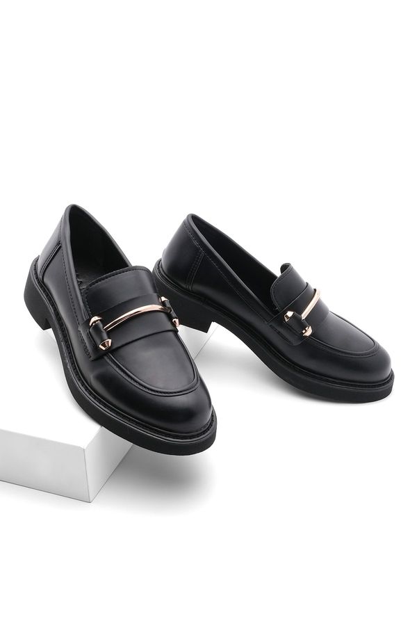 Marjin Marjin Women's Loafers Loafers Casual Buckle Casual Shoes Foryewear Black.