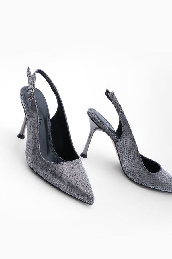 Marjin Marjin Women's Pointed Toe Scarf Evening Dress Classic Heeled Shoes Goseva Platinum