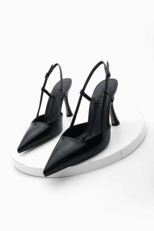 Marjin Marjin Women's Pointed Toe Thin Heel Scarf Evening Dress Classic Heeled Shoes Reney Black