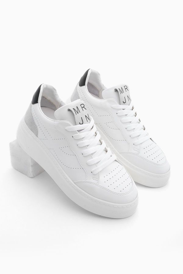 Marjin Marjin Women's Sneaker High Sole Lace Up Sneakers Liat White