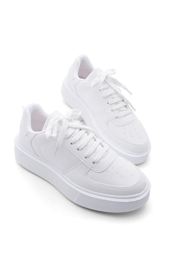 Marjin Marjin Women's Sneaker High Sole Lace-Up Sports Shoes Azin white