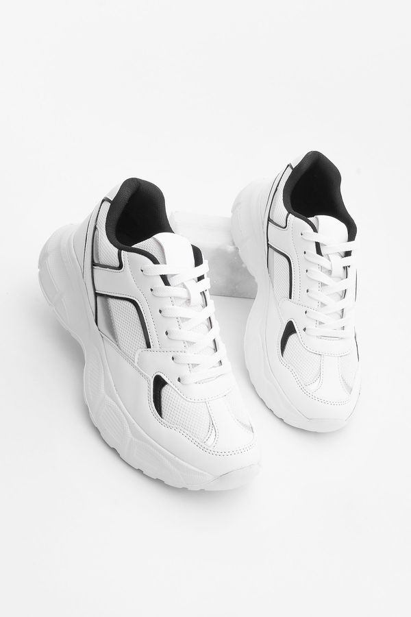 Marjin Marjin Women's Sneaker High Sole Sports Shoes Elfesa White