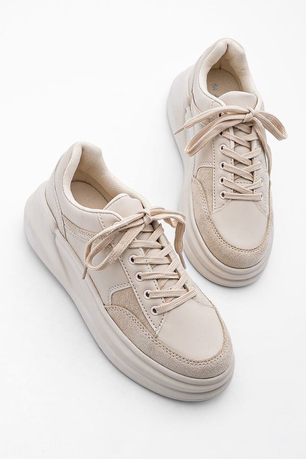 Marjin Marjin Women's Sneakers High-Sole Sneakers Lace-up Balbasi beige.