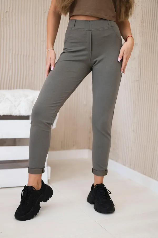 Kesi marka niezdefiniowana Cotton trousers with back pockets khaki