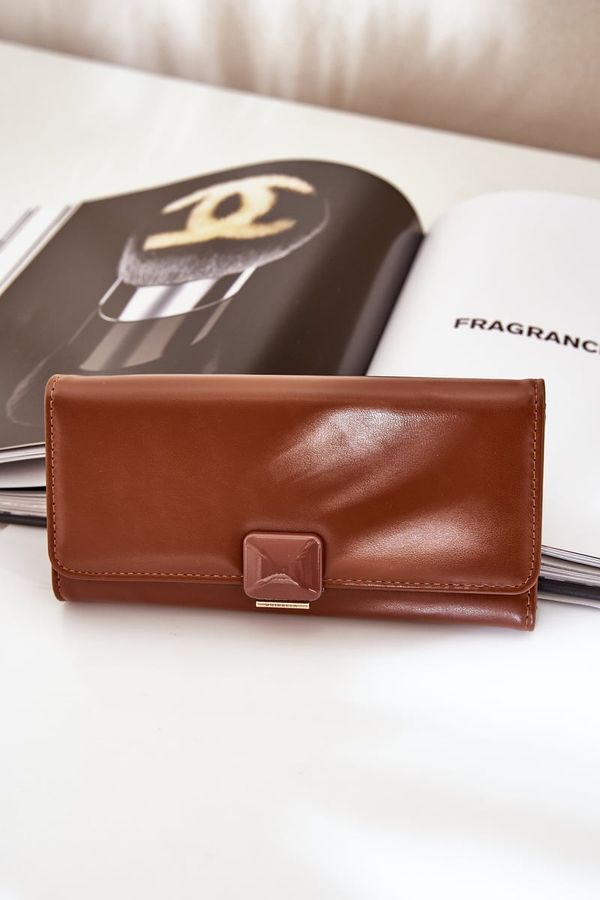 marka niezdefiniowana marka niezdefiniowana Eco Leather Smooth Women's Wallet Brown Erolia