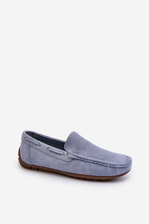 marka niezdefiniowana marka niezdefiniowana Men's Blue Suede Slip-On Moccasins Rayan