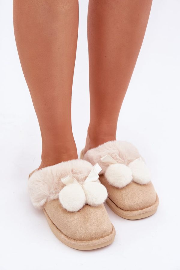 marka niezdefiniowana marka niezdefiniowana Women's Slippers With Fur Beige Nartani