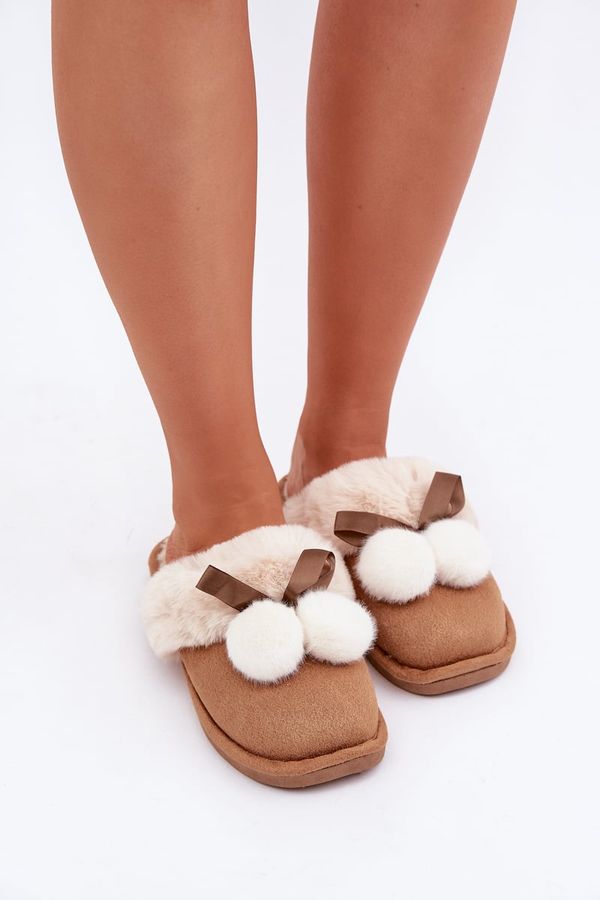 marka niezdefiniowana marka niezdefiniowana Women's Slippers With Fur Camel Nartani