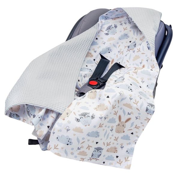 Medi Partners Medi Partners Baby carrier wrap – blanket with hood 85x85 cm – Waffle – Polana + gray Waffle