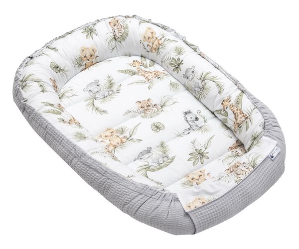 Medi Partners Medi Partners Baby cocoon/nest – Waffle – Safari + gray Waffle
