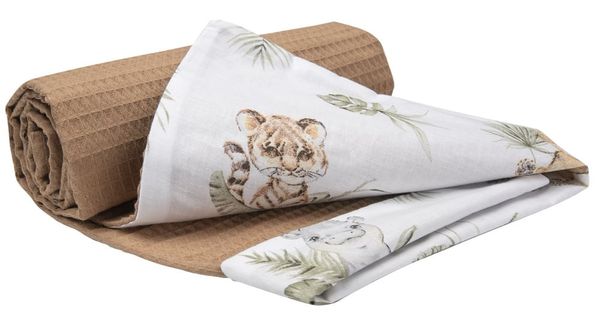 Medi Partners Medi Partners Blanket 75x100 cotton + cotton Waffle – Safari + brown Waffle