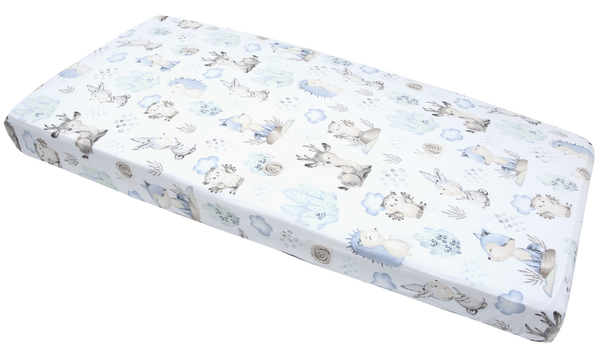 Medi Partners Medi Partners Fitted sheet for bed 120x60 – cotton – Deer and Hedgehog