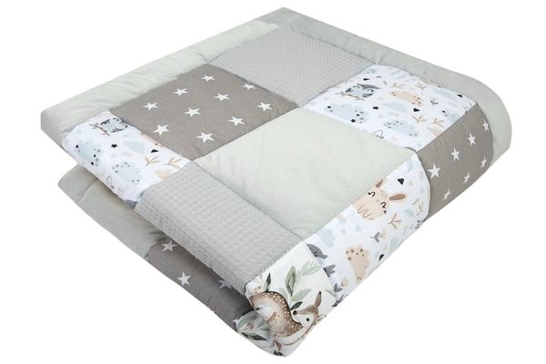 Medi Partners Medi Partners Play mat / Blanket 120x120cm – Deer in leaves + gray
