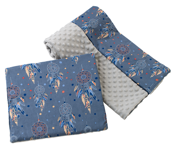 Medi Partners Medi Partners Quilt 75x100 + pillow 35x30 cotton + minky – Dreamcatchers + gray minky