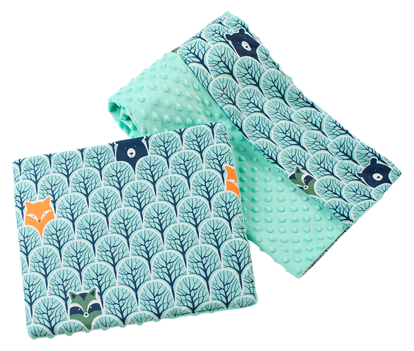 Medi Partners Medi Partners Quilt 75x100 + pillow 35x30 cotton + minky – Forest + minty minky
