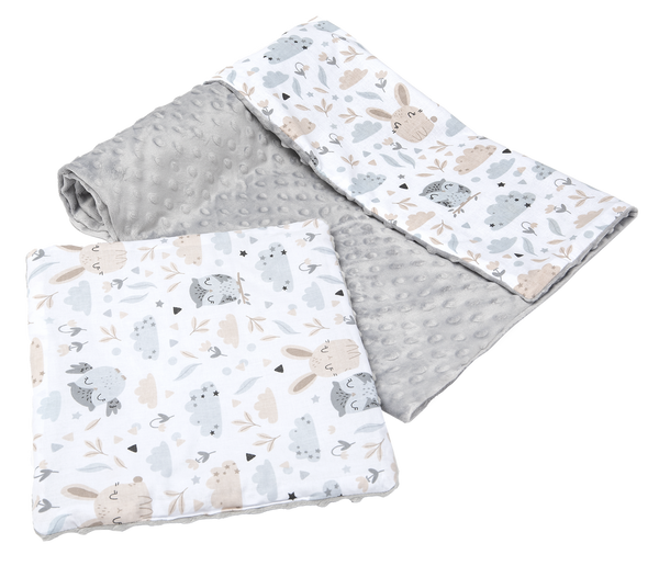 Medi Partners Medi Partners Quilt 75x100 + pillow 35x30 cotton + minky – Polana + gray Minky