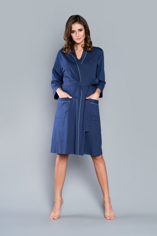 Italian Fashion Megan bathrobe with 3/4 sleeve - dark blue