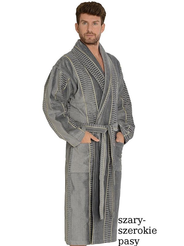 De Lafense Men's bathrobe De Lafense 803 M-2XL grey - wide belts 090