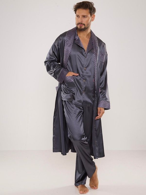 De Lafense Men's bathrobe De Lafense 940 Satin M-4XL grey 090