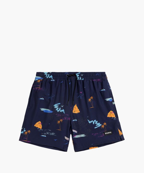 Atlantic Men's beach shorts ATLANTIC - navy blue with pattern