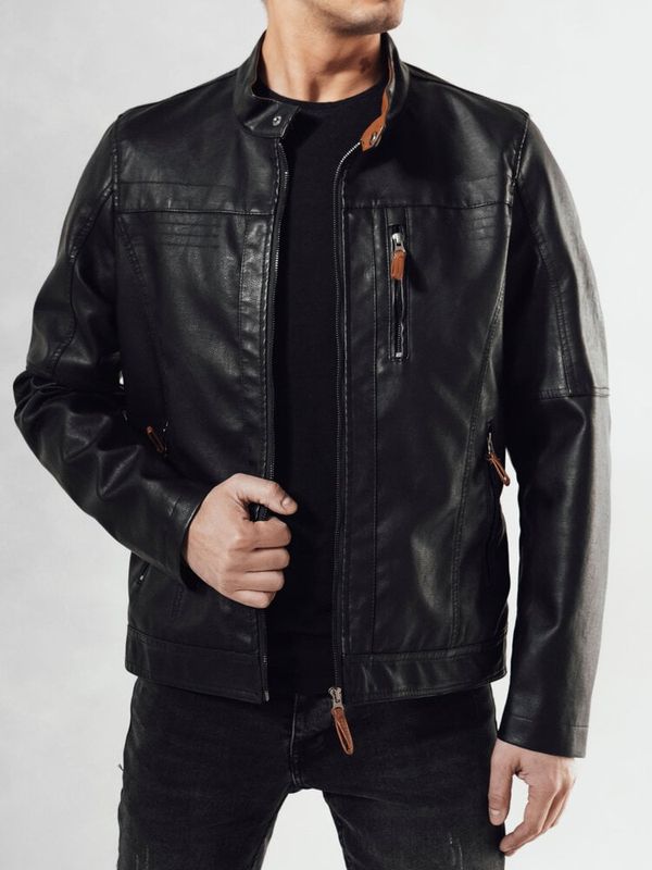 DStreet Men's Black Leather Dstreet Jacket