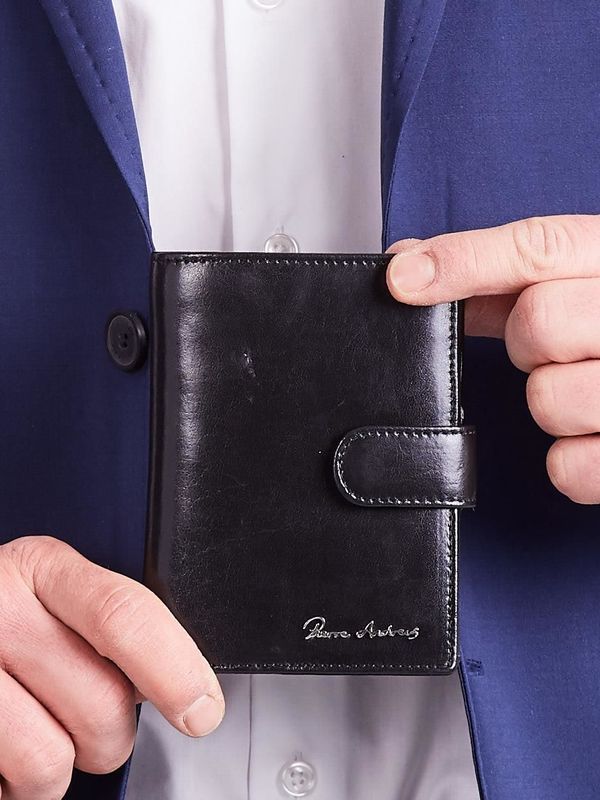 Fashionhunters Men's Black Leather Wallet