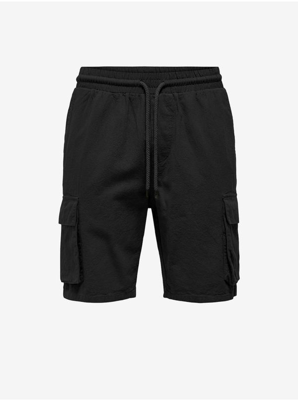 Only Men's Black Linen Shorts ONLY & SONS Sinus - Men