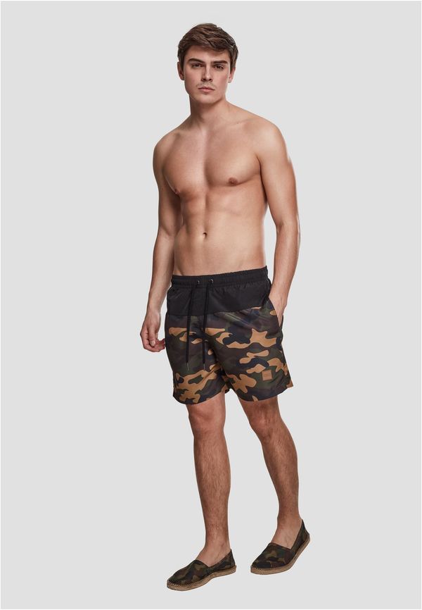 Urban Classics Men's Block Swimsuit Black/Forest Camouflage