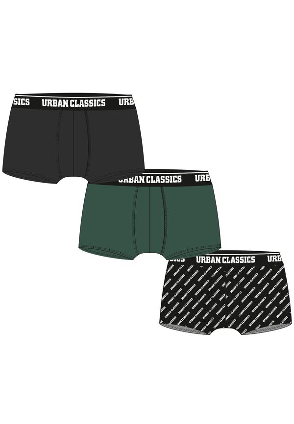 Urban Classics Men's Boxer Shorts 3-Pack Dark Green/Black/Branded AOP