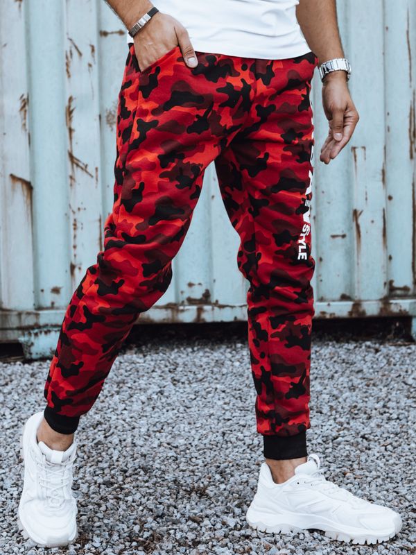 DStreet Men's camouflage sweatpants with red Dstreet print