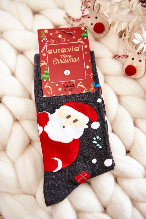 Kesi Men's Christmas Cotton Socks with Santa Claus Dark Grey