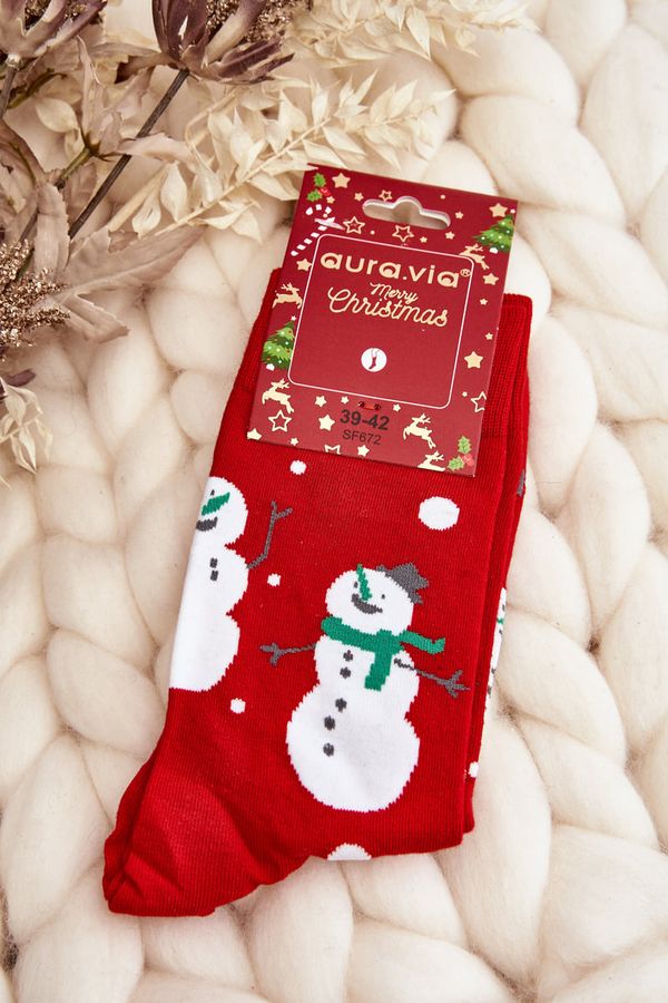 Kesi Men's Christmas Cotton Socks with Snowmen, Red