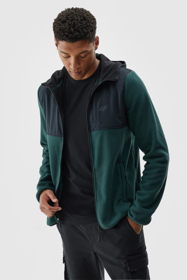 4F Men's Fleece With Hood Regular 4FWAW24TFLEM269-40S Dark Green