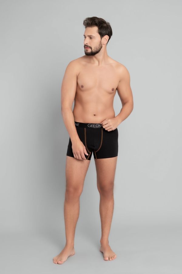 Italian Fashion Men's Fluo Boxer Shorts - Black/Fluo Orange