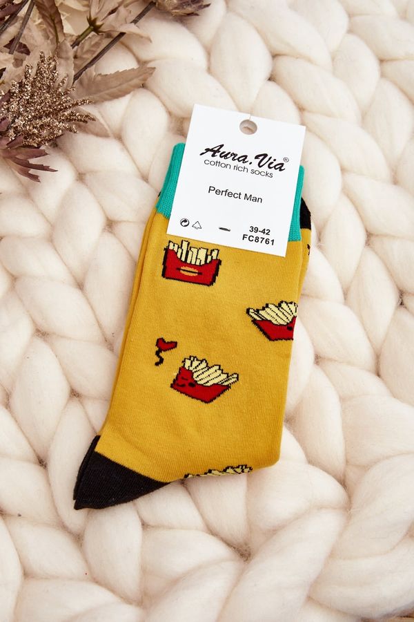 Kesi Men's French Fries Socks - Yellow