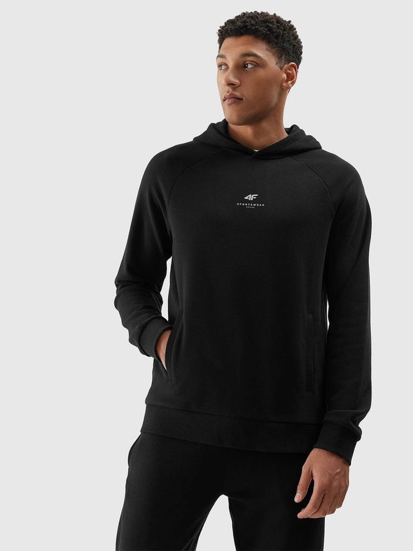 4F Men's Hooded Sweatshirt Without Fastening and Hooded Organic Cotton 4F - Black