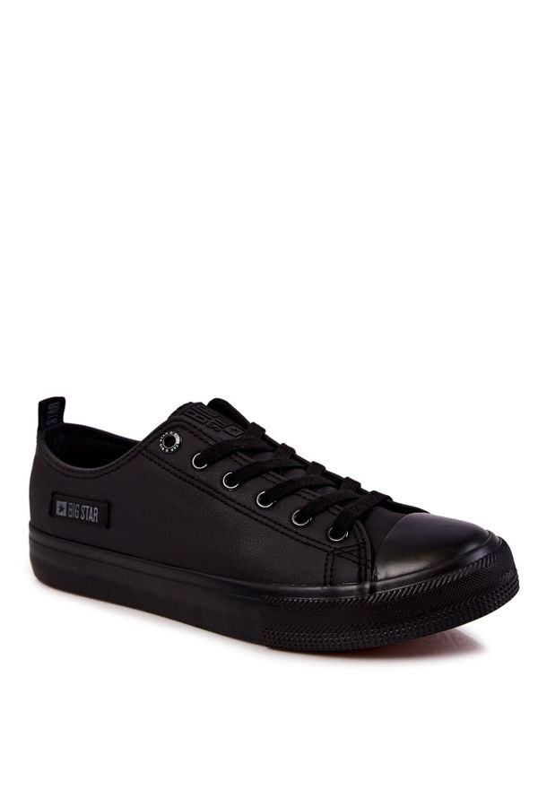 BIG STAR SHOES Men's Low Leather Sneakers Big Star KK174009 Black