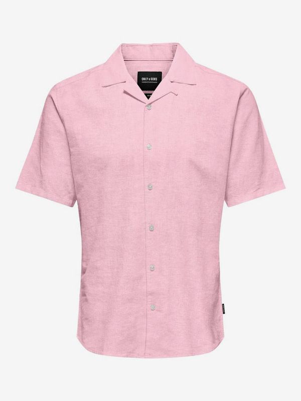 Only Men's pink shirt with linen ONLY & SONS Caiden
